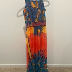 Plenty by Tracy Reese Tropical Maxi Dress - Blue and Orange
